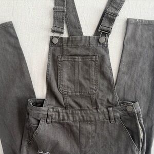 Dollhouse Slim Distressed Washed Black Overalls
